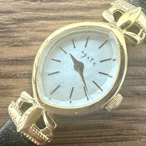 【1円〜】agete アガット 腕時計 シェル ゴールド オーバル レディース ゴールド クオーツ 動作未確認