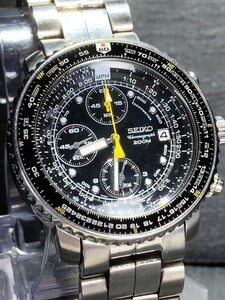 日本国内未発売 超美品 SEIKO セイコー パイロット アラーム クロノグラフ 腕時計 ウォッチ 200M防水 ダイバーズウオッチ 回転ベゼル