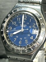 SWATCH スウォッチ IRONY アイロニー 腕時計 クオーツ アナログ 3針 カレンダー ステンレススチール ブルー 新品電池交換済み 動作確認済み_画像2
