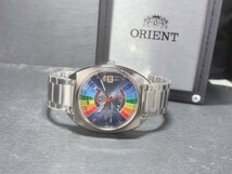 日本未発売 希少モデル 新品 ORIENT オリエント 万年カレンダー 自動巻き 機械式 腕時計 カットガラス ブルー EU04-C0 アンティーク_画像7