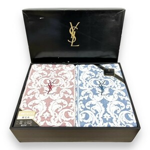 新品 Yves Saint Laurent イヴサンローラン 織毛布 毛布 2枚セット 小物 箱付き 雑貨 実用品 インテリア 布団 綿100％ 寝具