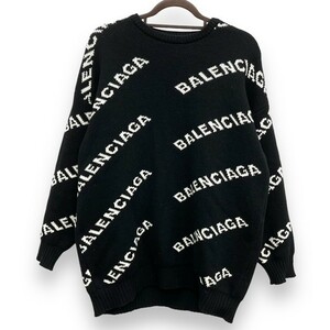 新品 BALENCIAGA バレンシアガ 服 ニット セーター ファッション トップス Mサイズ 555273 T1471 1262 ALL OVER LOGO JACQUARED KNIT