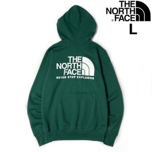 1円～!売切!【正規新品】THE NORTH FACE◆THROWBACK HOODIE パーカー プルオーバー US限定 裏起毛 男女兼用 ロゴプリント(L)緑 181130-30