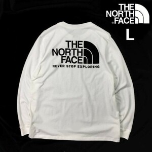 1円～!売切!【正規新品】THE NORTH FACE L/S THROWBACK TEE 長袖 Tシャツ ロンT US限定 バックプリント 男女兼用 コットン(L)白 180902-18