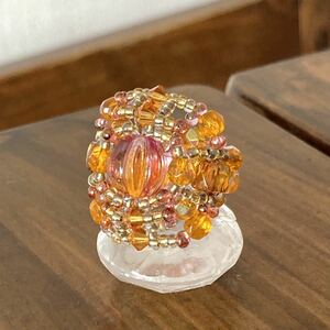 11-13 кольцо из бусинного кольца Czechomeron Bead Orange Ring