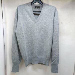 ◇ dunhill Vネックニット グレー 長袖 pure cashmere ダンヒル カシミアニット クラシックニット メンズファッション 中古品 ◇ G90266