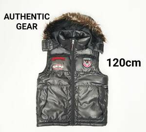 120cm★美品★AUTHENTIC GEAR★ファーフード取り外し可ベスト