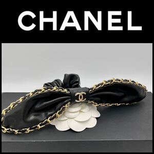 CHANEL シャネル　【海外ノベルティ】　非売品　シュシュ　ヘアアクセサリー ヘアクリップ チャーム リボン 黒 ヘアピン　