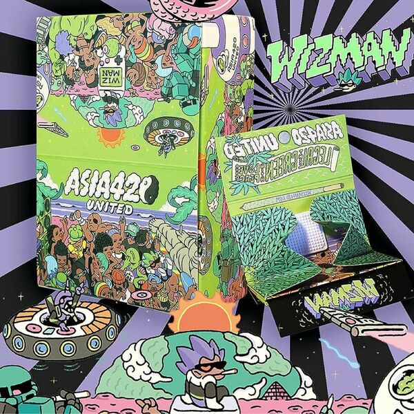 【タイランド産 巻紙】WIZMAN「ASIA420 UNUTED」ローリングペーパー （オールインワンセット）シャグ チル