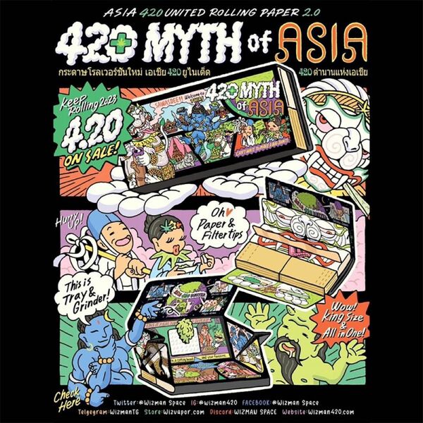 【タイランド産 巻紙】WIZMAN「ASIA420 UNUTED」ローリングペーパー （オールインワンセット）シャグ チル