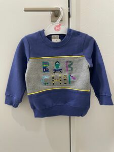 トレーナー 男の子 トップス 長袖　裏起毛　刺繍　新幹線　電車　ネイビー　冬　暖かい　新品　バブチップ