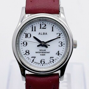 【64207】 セイコー　SEIKO　アルバ　ALBA　レディース腕時計　V117-0AP0　SS　革　ソーラー