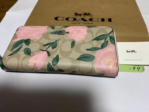 199 新品未使用 COACH コーチ 長財布 花柄 ラウンドファスナー アウトレット F26290