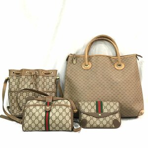 1円 GUCCI グッチ GGプラス PVC マイクロシマ トート 巾着 ショルダー バッグ ポーチ 小物入れ 4点セット M11251