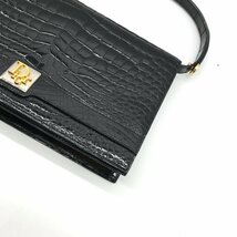 1円 美品 Dior ディオール 本クロコ センター割り ロゴ金具 2WAY ハンド バッグ ブラック M9129_画像5