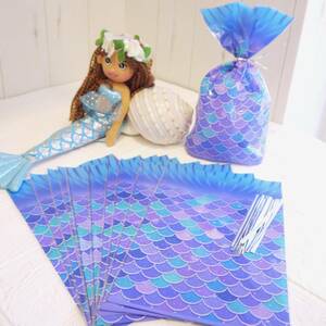 * Hawaiian miscellaneous goods * mermaid wrapping bag 10 pieces set | person fish | present packing | gift bag |. pattern |u Logo 