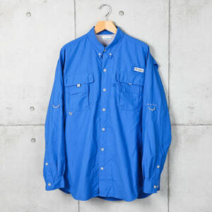 Columbiaコロンビア◆PFG ナイロンフィッシングシャツ◆ブルー◆サイズXL