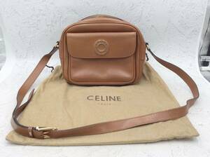 ☆バッグ★CELINE セリーヌ DM94 レザー ブラウン ショルダーバッグ ヴィンテージ 中古 保管品 保存袋付