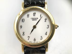 SEIKO セイコー 4J80-0010 クレドール 18KT 刻印 　クオーツ レディース腕時計　CREDOR 　現状品　 白文字盤