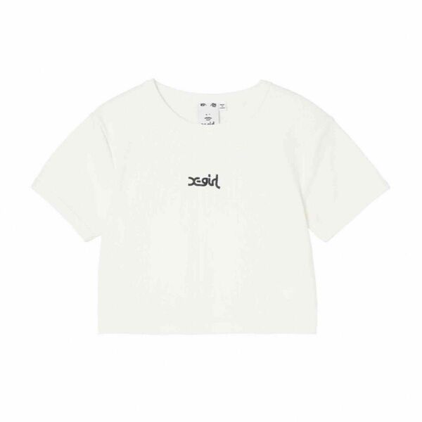 xgirl シャツ 半袖 ホワイト ロゴ　ショート丈