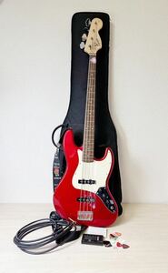 ベース Squier by Fender / J-Bass ★KORG チューナー GA-40 ピック大量 ケーブル 2wayソフトケース 楽器 弦楽器 ジャズベース 本体