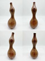 ●花瓶 元威 瓢箪型●約24cm ヒョウタン 銅花器 瓢形 一輪挿し 花生 置物 木箱入 古 骨董品 整理品 ひょうたん 歪_画像3