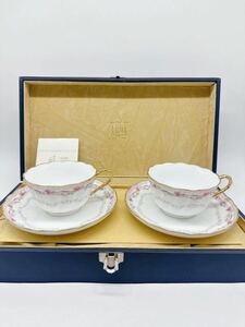 【未使用】Noritake カップ&ソーサー DIAMOND COLLECTION ダイヤモンドコレクション 金彩 ゴールド 花柄 ピンク ブランド洋食器 