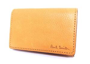 美品 Paul Smith ポールスミス カード入れ 名刺入れ 牛革 キャメル ブラウン ストライプ ソフトベジタンニン牛革