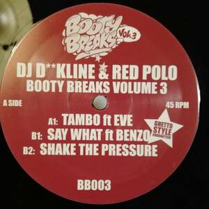 [12]MUSH UP　Booty Breaks Volume 3 // DJ D**kline & Red Polo[12]00s DISCO RAP Breakbeat 45RPM Electronic HOUSE CLUB　シングル