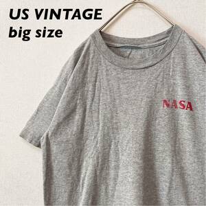 US古着　半袖Tシャツ　プリントロゴ　NASA バックプリント　男女兼用　グレー　ユニセックス　カットソー