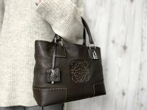 極美品 LOEWE ロエベ アナグラム アマソナ フスタ トートバッグ ハンドバッグ バッグ レザー 茶 66045