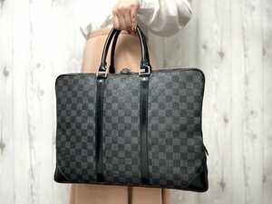 極美品 LOUIS VUITTON ルイヴィトン ダミエグラフィット ポルトドキュマンヴォワヤージュ PDV ビジネス バッグ N41125 黒 A4可メンズ 65462