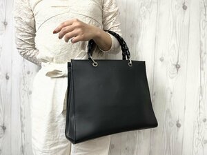 極美品 GUCCI グッチ バンブー ハンドバッグ トートバッグ バッグ レザー 黒 65647