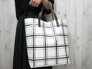 極美品 MARNI マルニ トートバッグ ショルダーバッグ バッグ PVC×レザー 白×黒 A4収納可 65287