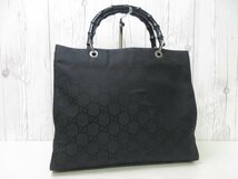 極美品 GUCCI グッチ バンブー GG柄 ハンドバッグ トートバッグ バッグ ナイロン 黒 65670_画像2