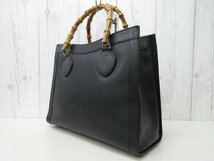 極美品 GUCCI グッチ バンブー ハンドバッグ バッグ レザー 黒 65587_画像4