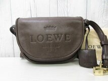 極美品 LOEWE ロエベ ショルダーバッグ バッグ レザー 茶 66104_画像2