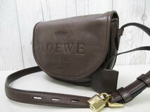 極美品 LOEWE ロエベ ショルダーバッグ バッグ レザー 茶 66104_画像4