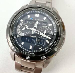 ○ 稼動品 CASIO カシオ OCW-T410 OCEANUS オシアナス アナデジ 電波ソーラー メンズ腕時計 