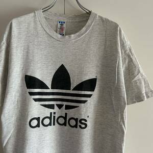 90s adidas アディダス USA製 ロゴ プリントTシャツ M 袖裾シングル トレフォイル 古着 オリジナル ヴィンテージ 大きめ