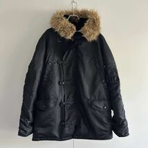 ALPHA INDUSTRIES アルファ インダストリーズ N-3B フライトジャケット L ミリタリー ブラック ファー取り外し可能_画像2