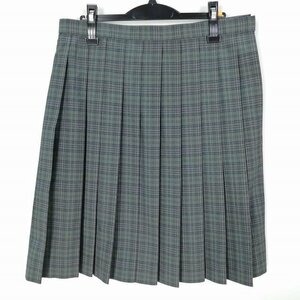 1円 スクールスカート 大きいサイズ 夏物 w80-丈60 チェック 中学 高校 プリーツ 学生服 制服 女子 中古 HK2885