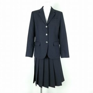 1円 ブレザー スカート 上下2点セット 指定 165A 富士ヨット 冬物 女子 学生服 熊本湧心館高校 紺 制服 中古 ランクB NA1797