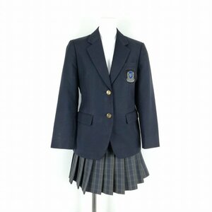 1円 ブレザー マイクロミニスカート 上下2点セット S 冬物 女子 学生服 宮崎日章学園高校 紺 制服 中古 ランクC NA2031