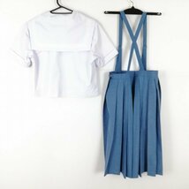 1円 セーラー服 スカート スカーフ 上下3点セット 夏物 白3本線 女子 学生服 兵庫姫路東高校 白 制服 中古 ランクC NA2197_画像2