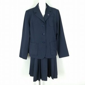 1円 ブレザー ジャンパースカート 上下2点セット LL 大きいサイズ 冬物 女子 学生服 中学 高校 紺 制服 中古 ランクC NA2358