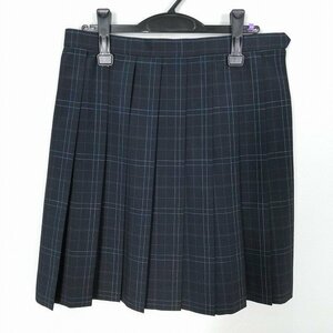 1円 スクールスカート 大きいサイズ 夏物 w75-丈53 チェック 岡山倉敷商業高校 プリーツ 学生服 制服 女子 中古 HK3420