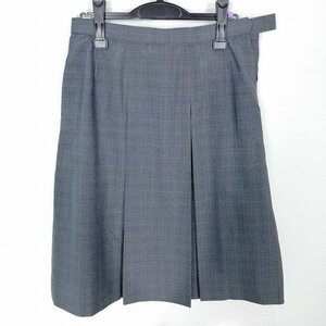 1円 スクールスカート 大きいサイズ 夏物 w75-丈66 チェック 中学 高校 プリーツ 学生服 制服 女子 中古 HK3401