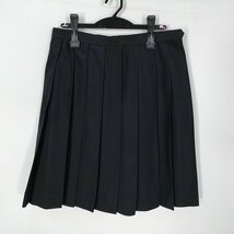 1円 スクールスカート 大きいサイズ 夏物 w72-丈56 黒 中学 高校 プリーツ 学生服 制服 女子 中古 HK3646_画像1