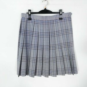 1円 スクールスカート 大きいサイズ 夏物 w80-丈54 チェック 中学 高校 プリーツ 学生服 制服 女子 中古 HK3680